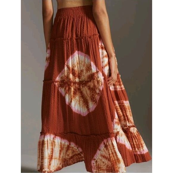 The Odells Anthropologie Tie Dye Flowy Pink 38"L Maxi Skirt Size 1X Made india - Picture 2 of 6